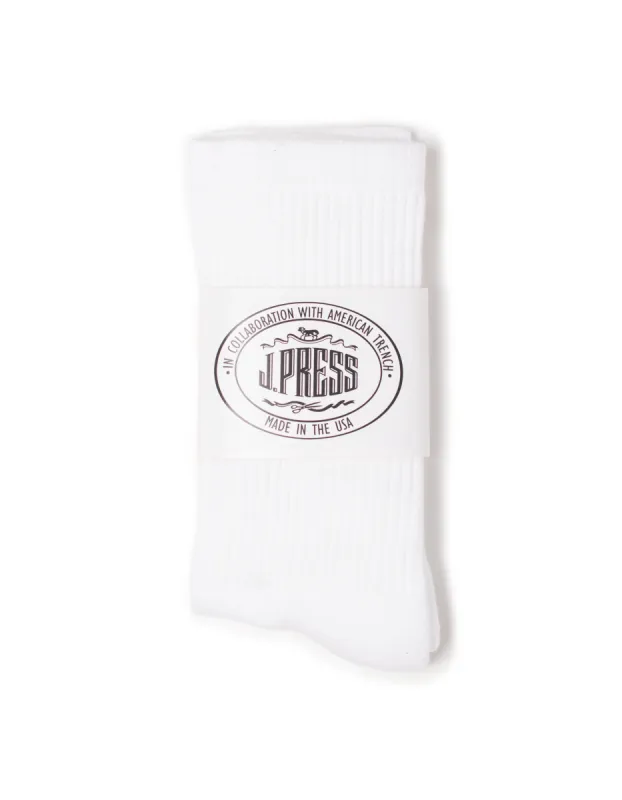 Made-in-USA Solid White Cotton Crew Socks sold by J. Press