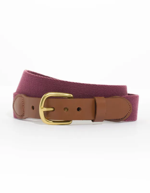 Made-in-USA Solid Maroon Smooth Belgian Wool Surcingle Belt sold by J. Press
