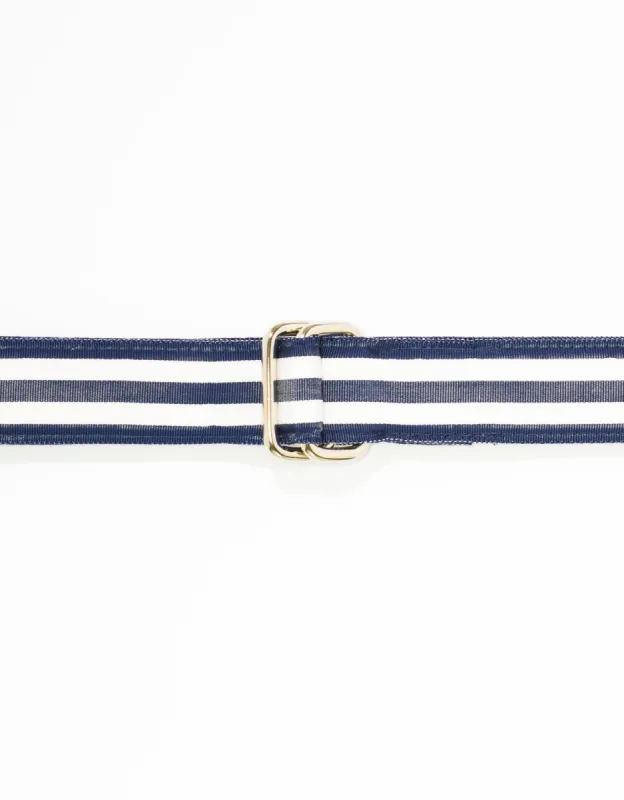 Made-in-USA Navy & White Striped Grosgrain Ribbon Belt sold by J. Press