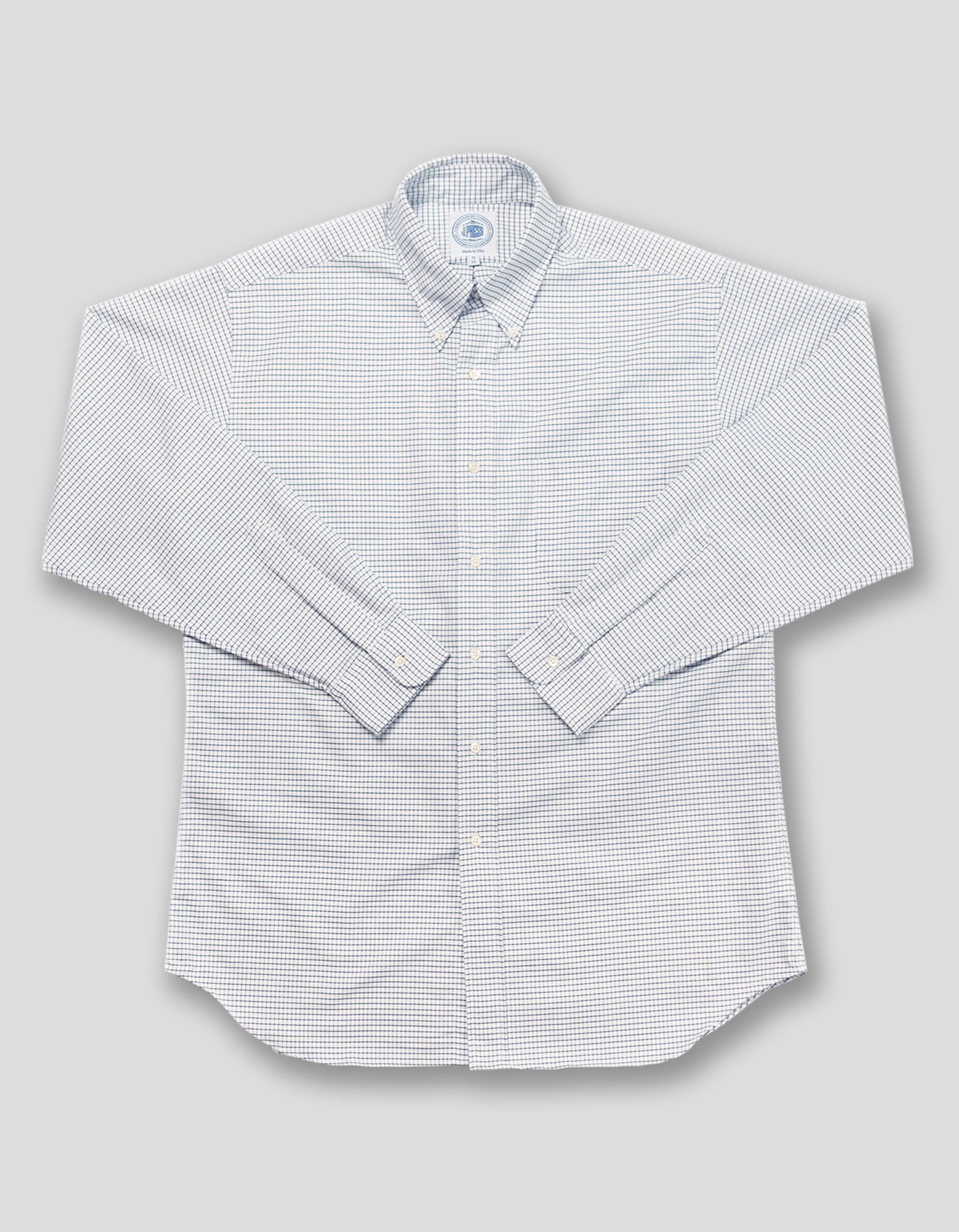 Made-in-USA Blue Tattersall Button Down Oxford Cloth Shirt - Classic Fit sold by J. Press