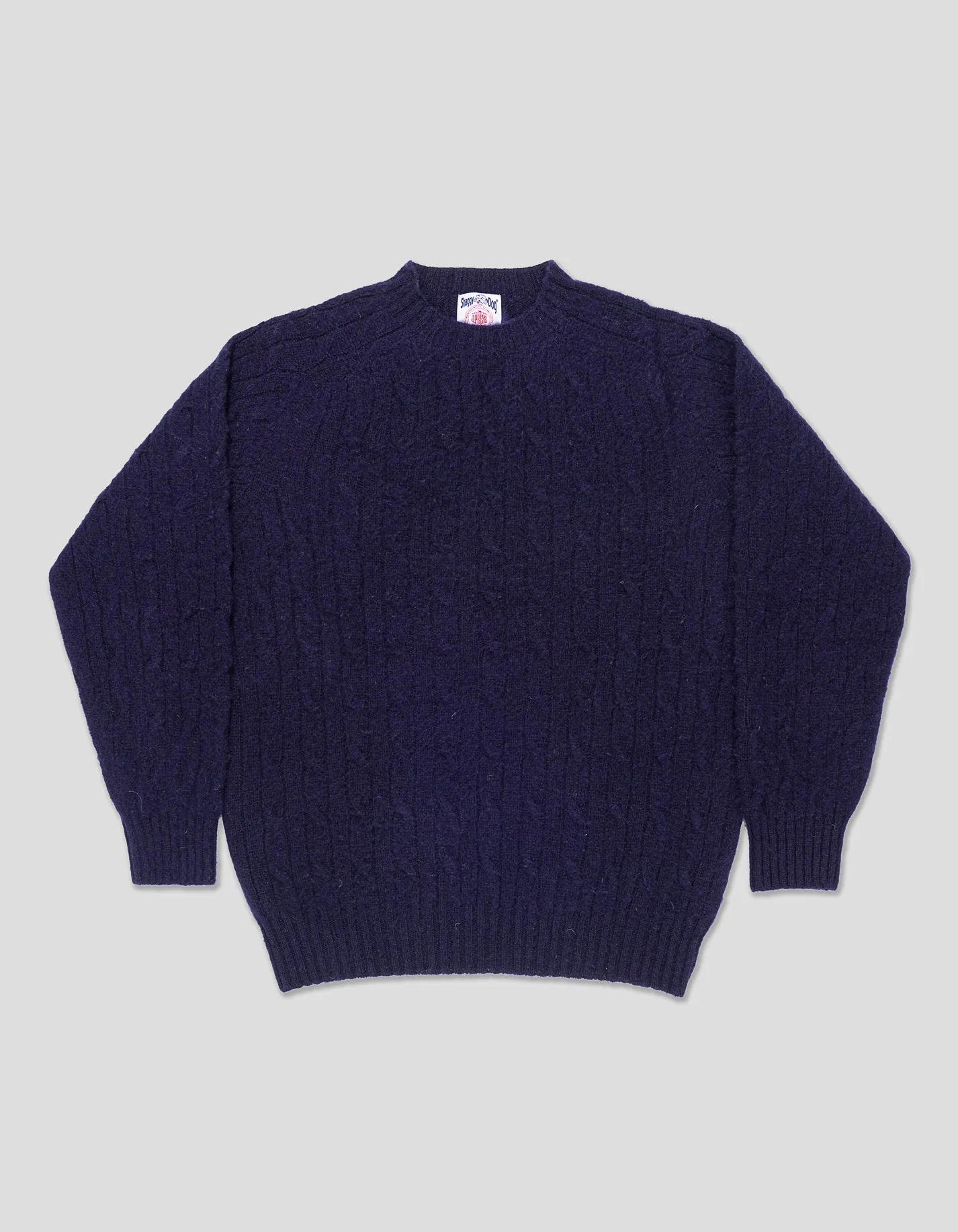 Made-in-Scotland Navy Shaggy Dog Cableknit Sweater - Classic Fit sold by J. Press