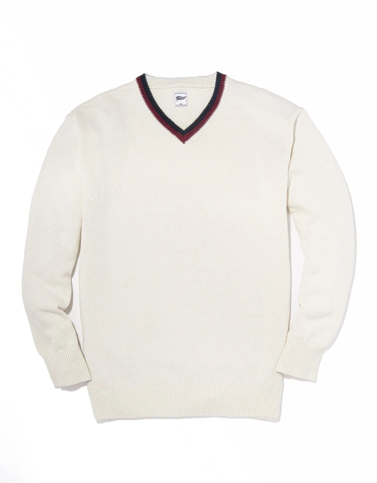 TIPPED V-NECK SWEATER - WHITE sold by J. Press