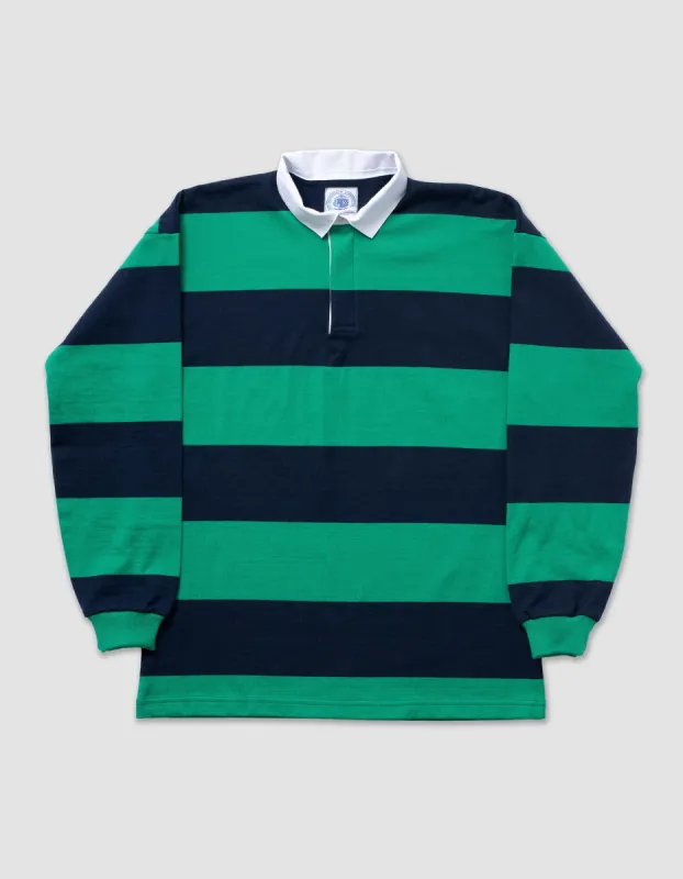 CLASSIC STRIPE RUGBY SHIRT - KELLY/NAVY sold by J. Press