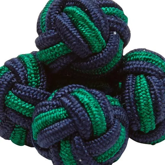 Navy & Green Monkey's Fist Silk Knot Cufflinks sold by J. Press product image thumbnail 2