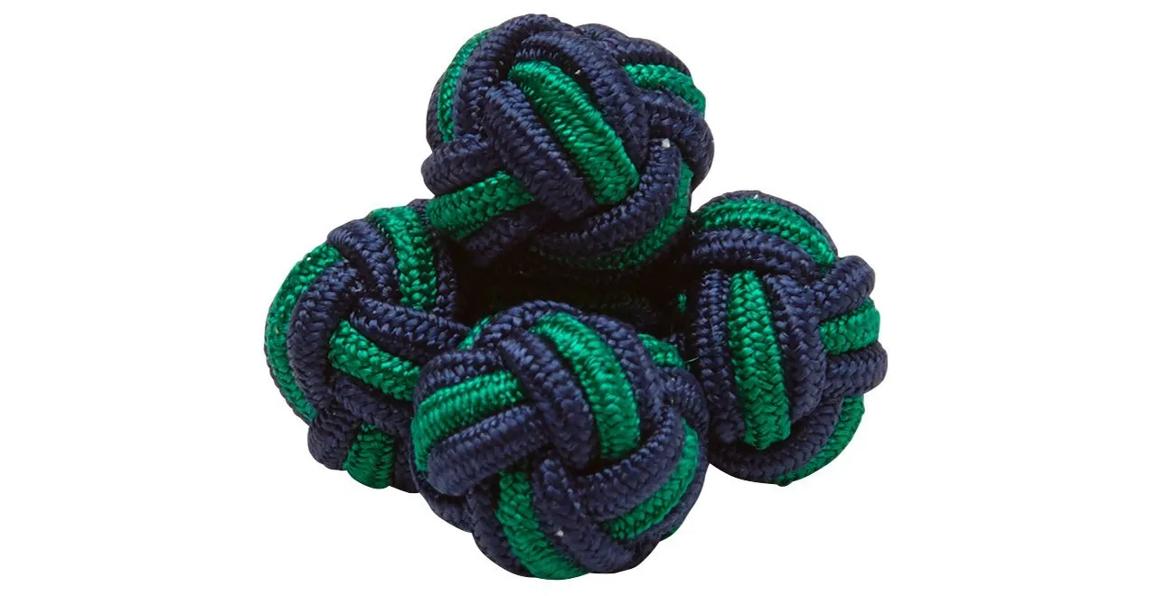 Navy & Green Monkey's Fist Silk Knot Cufflinks sold by J. Press product image thumbnail 3