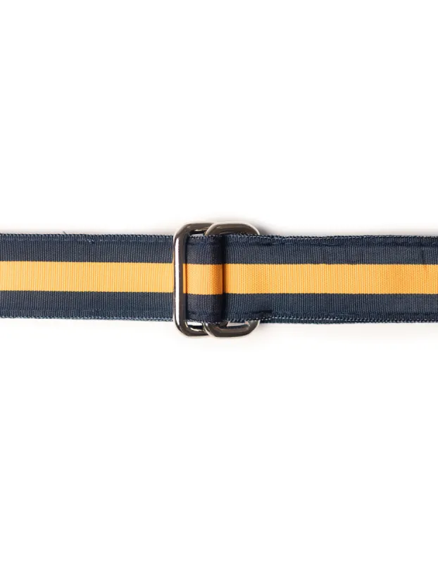 Made-in-USA Navy & Yellow Striped Grosgrain Ribbon Belt sold by J. Press