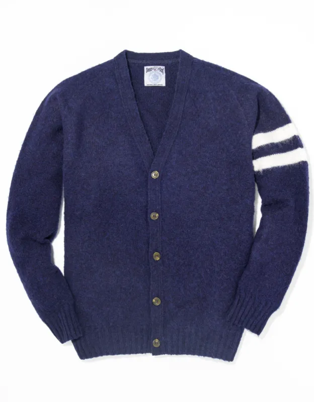 Made-in-Scotland Blue Shaggy Dog University Cardigan sold by J. Press