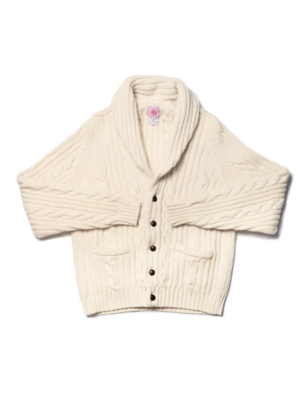 NATURAL LAMBSWOOL CABLE CARDIGAN sold by J. Press