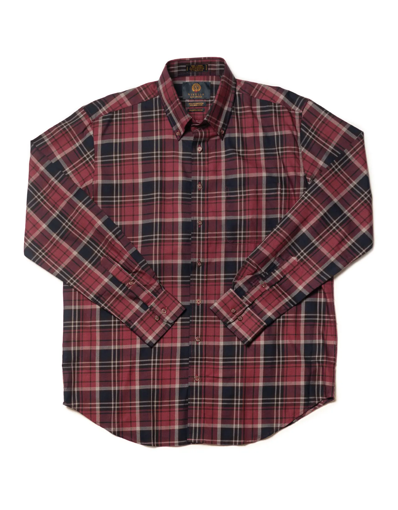 VIYELLA - BURGUNDY/NAVY WITH WHITE PANE sold by J. Press