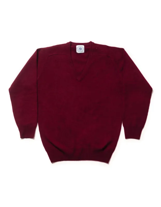 LAMBSWOOL V NECK SWEATER - BURGUNDY sold by J. Press