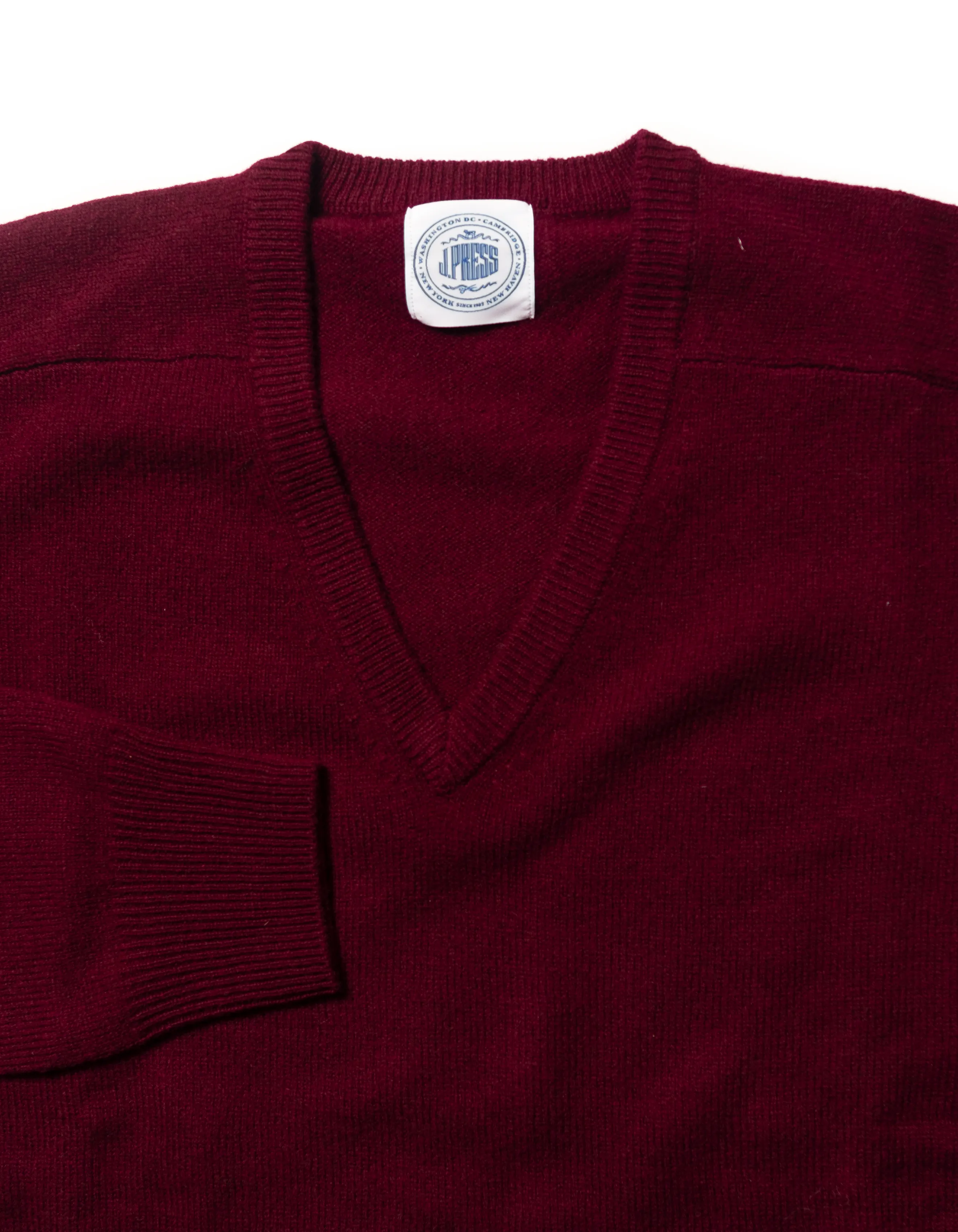 LAMBSWOOL V NECK SWEATER - BURGUNDY sold by J. Press product image thumbnail 3