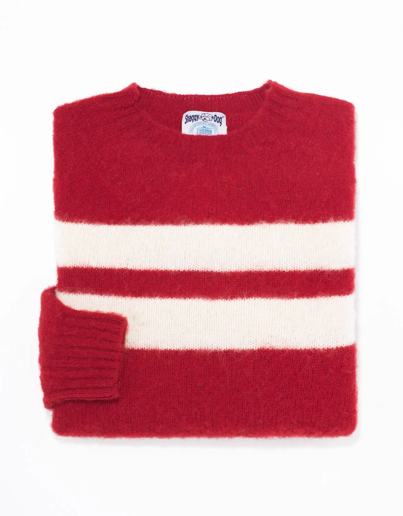 SHAGGY DOG SWEATER RED UNIVERSITY STRIPE - TRIM FIT sold by J. Press