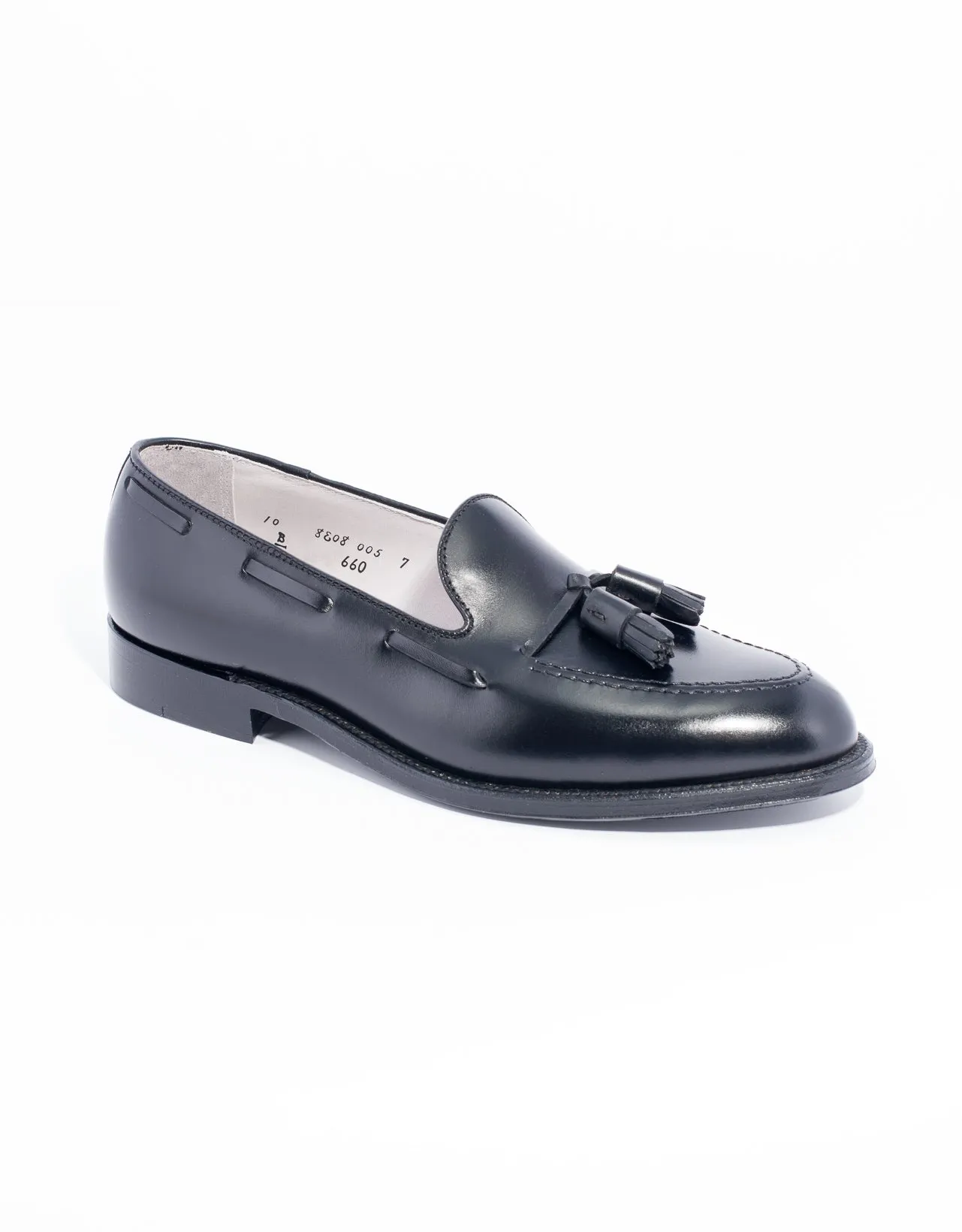 Made-in-America Black Calfskin Tassel Loafer sold by J. Press