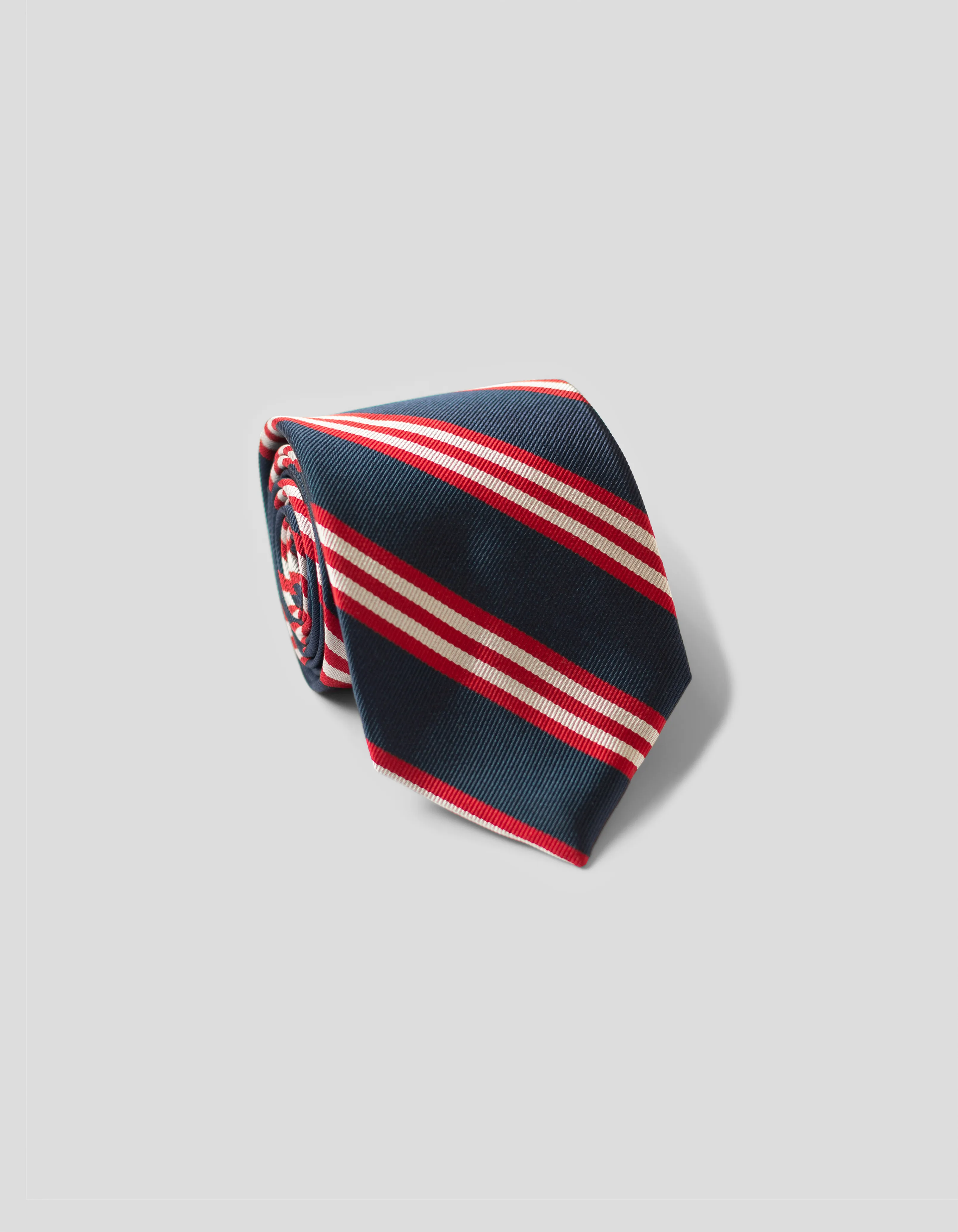 CLASSIC SILK REPP STRIPE STRIPE TIE - NAVY/RED/SILVER sold by J. Press
