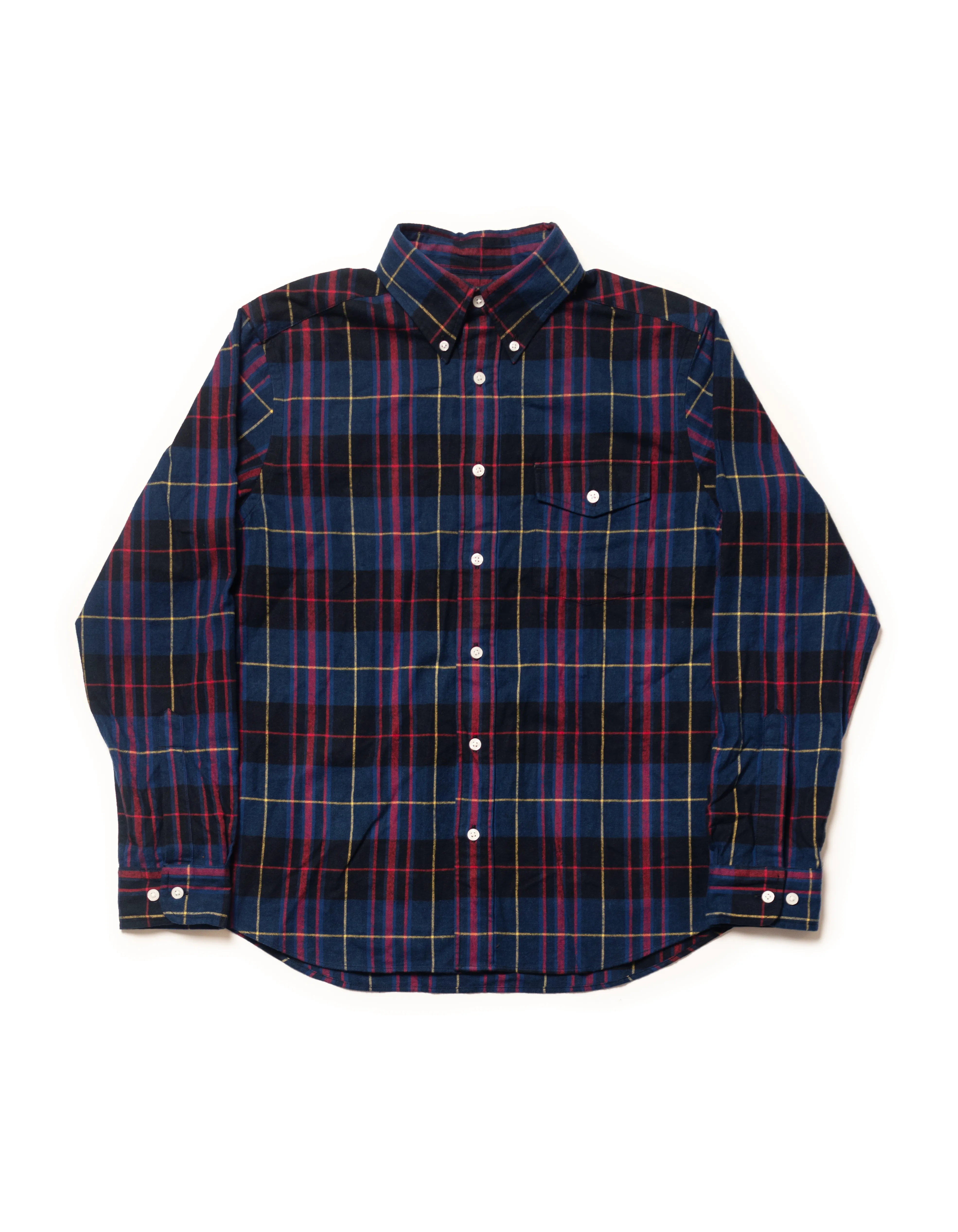 Navy Plaid Cotton Flannel Sport Shirt - Trim Fit sold by J. Press
