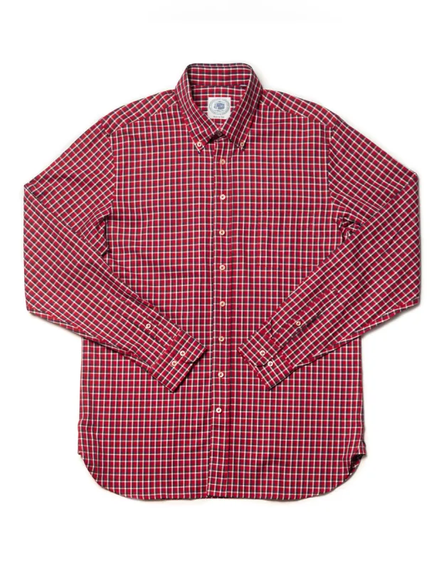 RED WITH NAVY/WHITE PANE SPORT SHIRT sold by J. Press