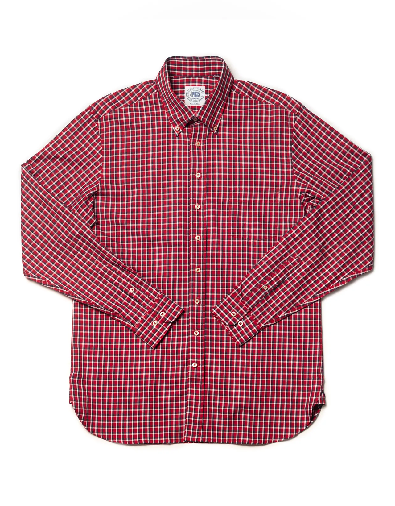 RED WITH NAVY/WHITE PANE SPORT SHIRT sold by J. Press