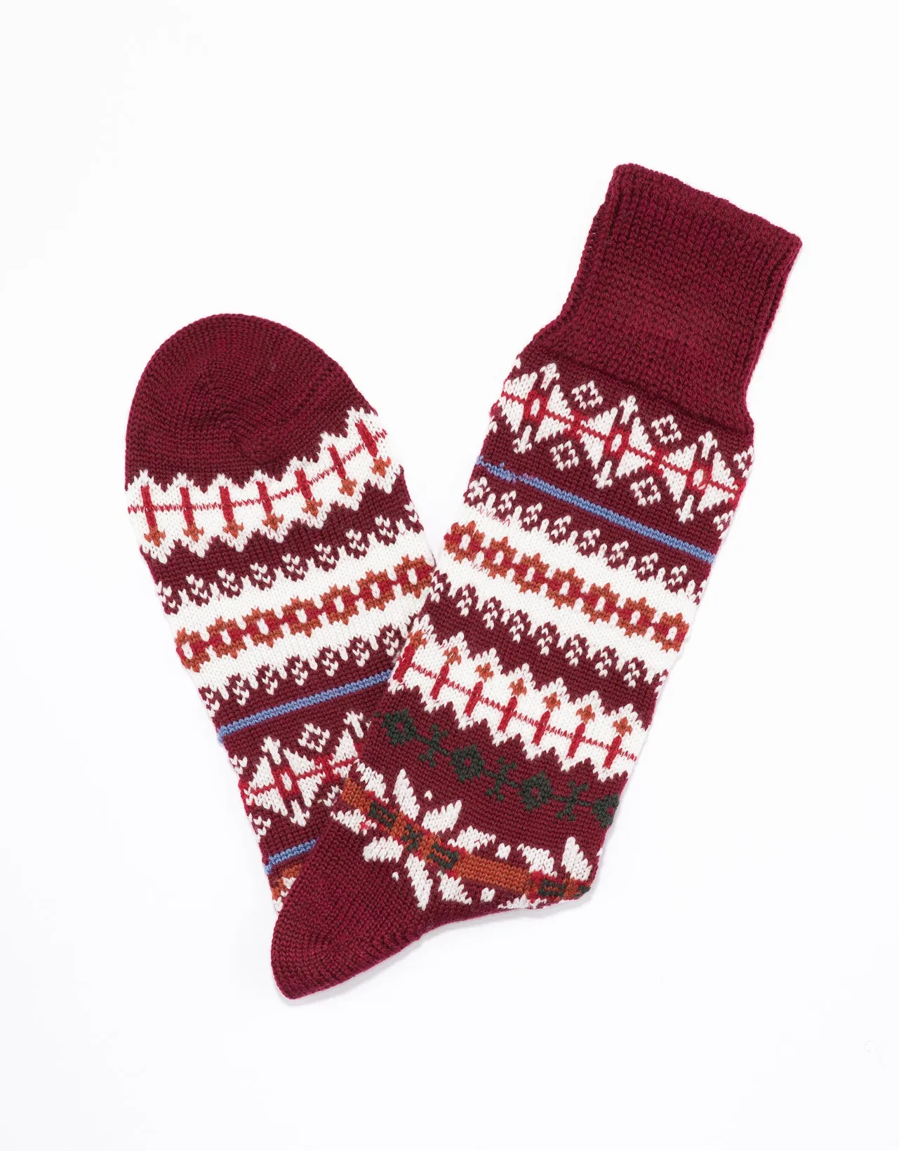 BURGUNDY FAIR ISLE SOCKS sold by J. Press
