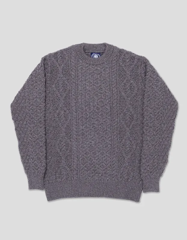 Made-in-Ireland Charcoal Aran Fisherman's Sweater sold by J. Press