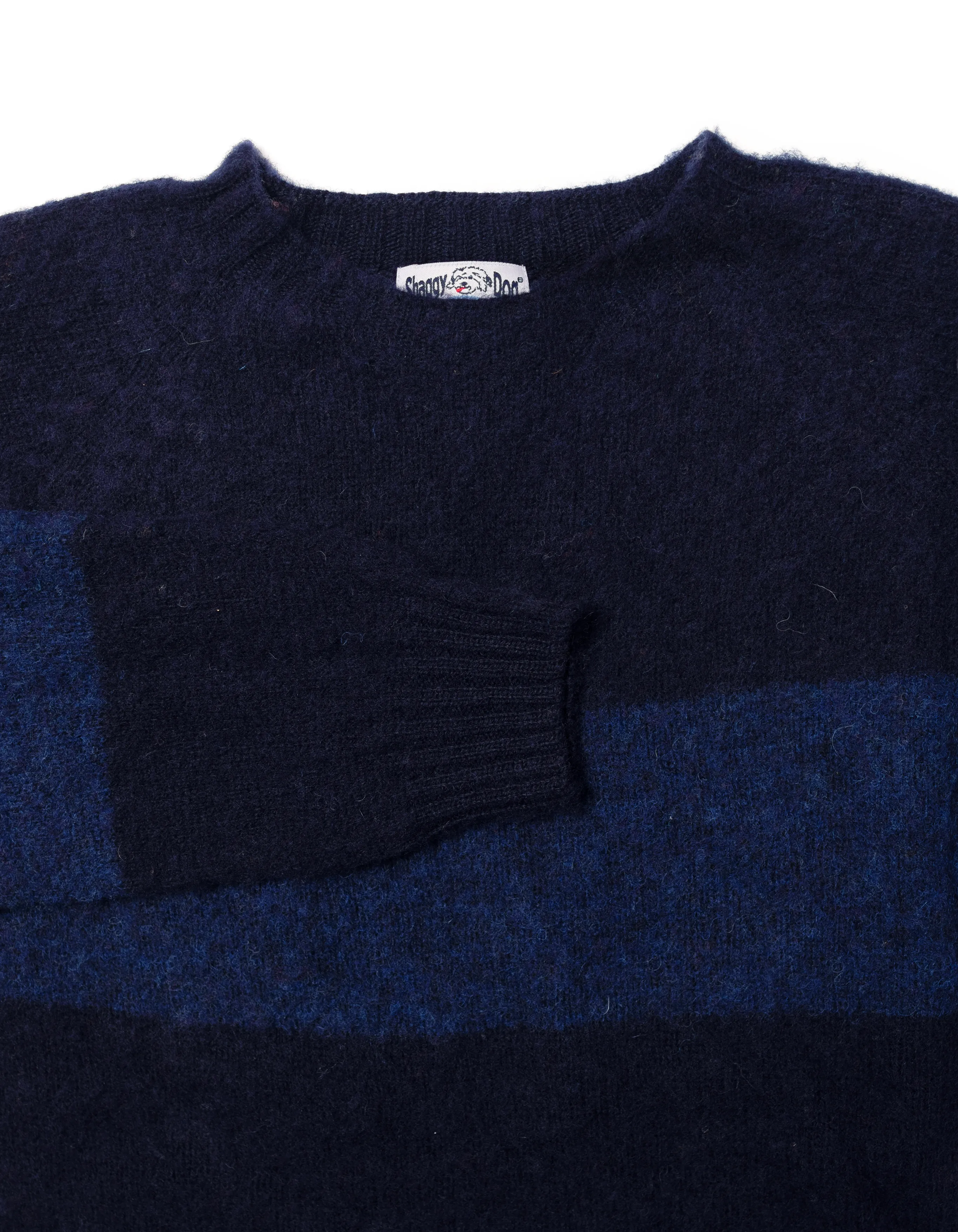 Made-in-Scotland Blue & Navy Shaggy Dog Block Stripe Sweater - Trim Fit sold by J. Press product image thumbnail 2