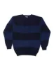Made-in-Scotland Blue & Navy Shaggy Dog Block Stripe Sweater - Trim Fit sold by J. Press