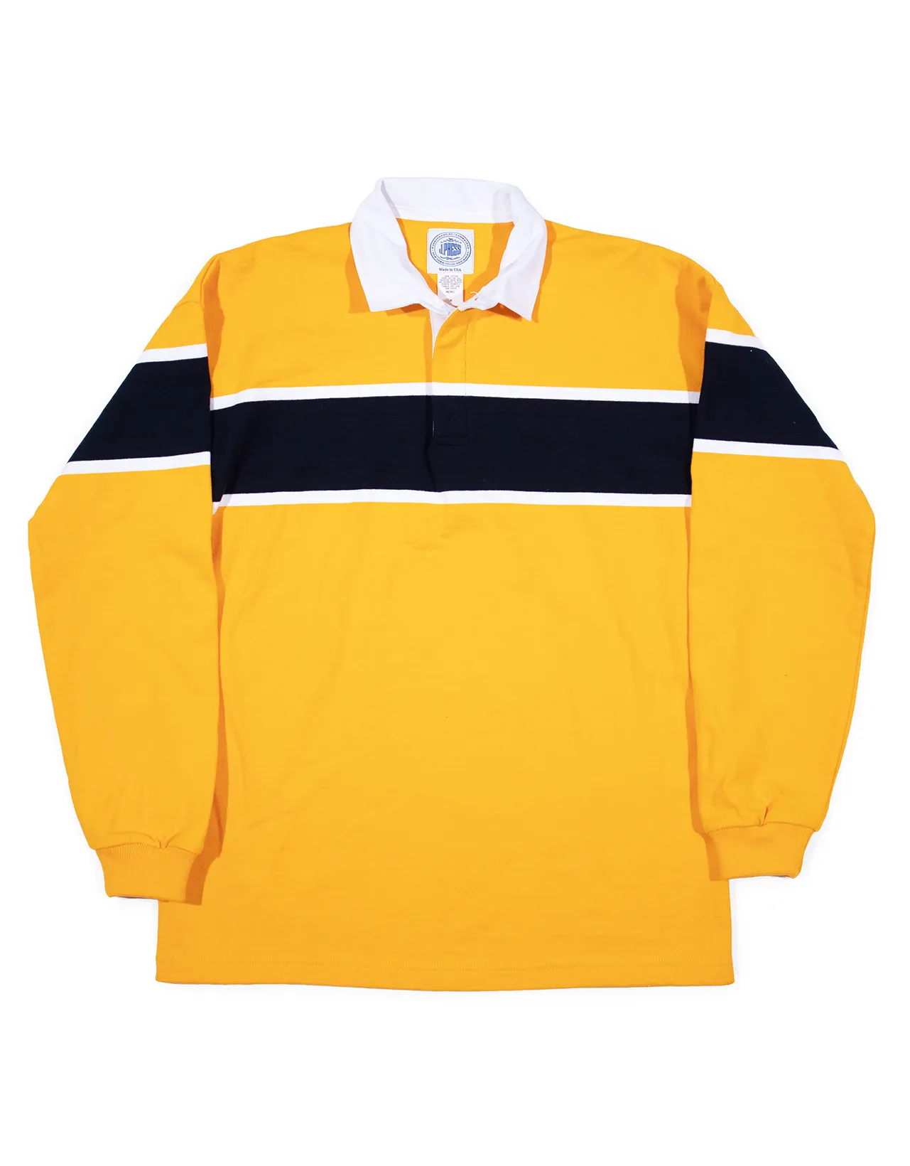 STRIPED RUGBY SHIRT - GOLD/WHITE/NAVY sold by J. Press