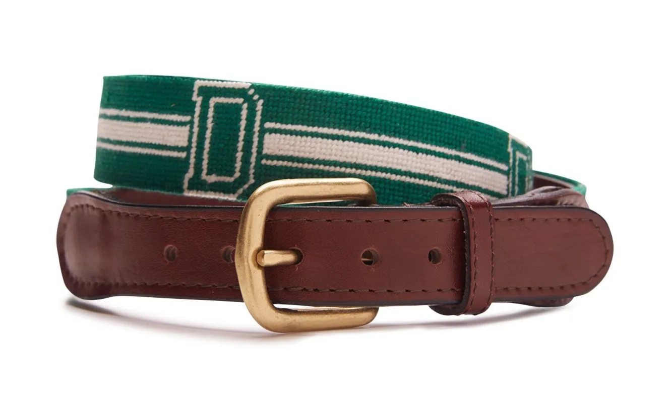 Dartmouth College D-stripe Needlepoint Belt sold by J. Press