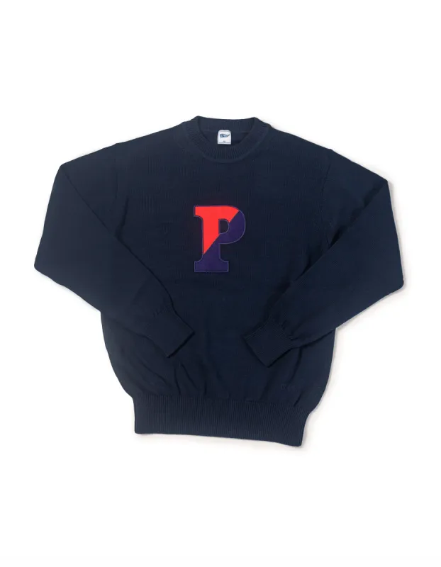 PENN "P" COTTON CREWNECK SWEATER - NAVY - TRIM FIT sold by J. Press