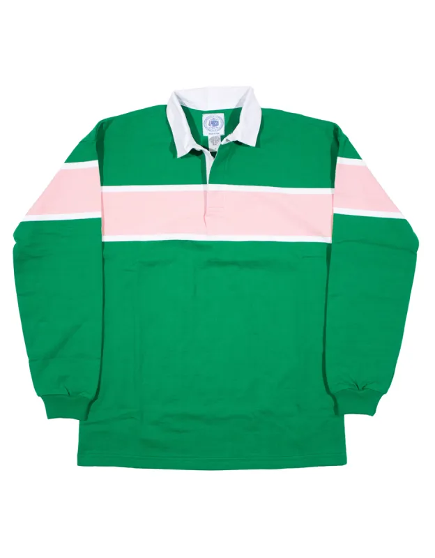 STRIPED RUGBY SHIRT - KELLY/WHITE/PINK sold by J. Press
