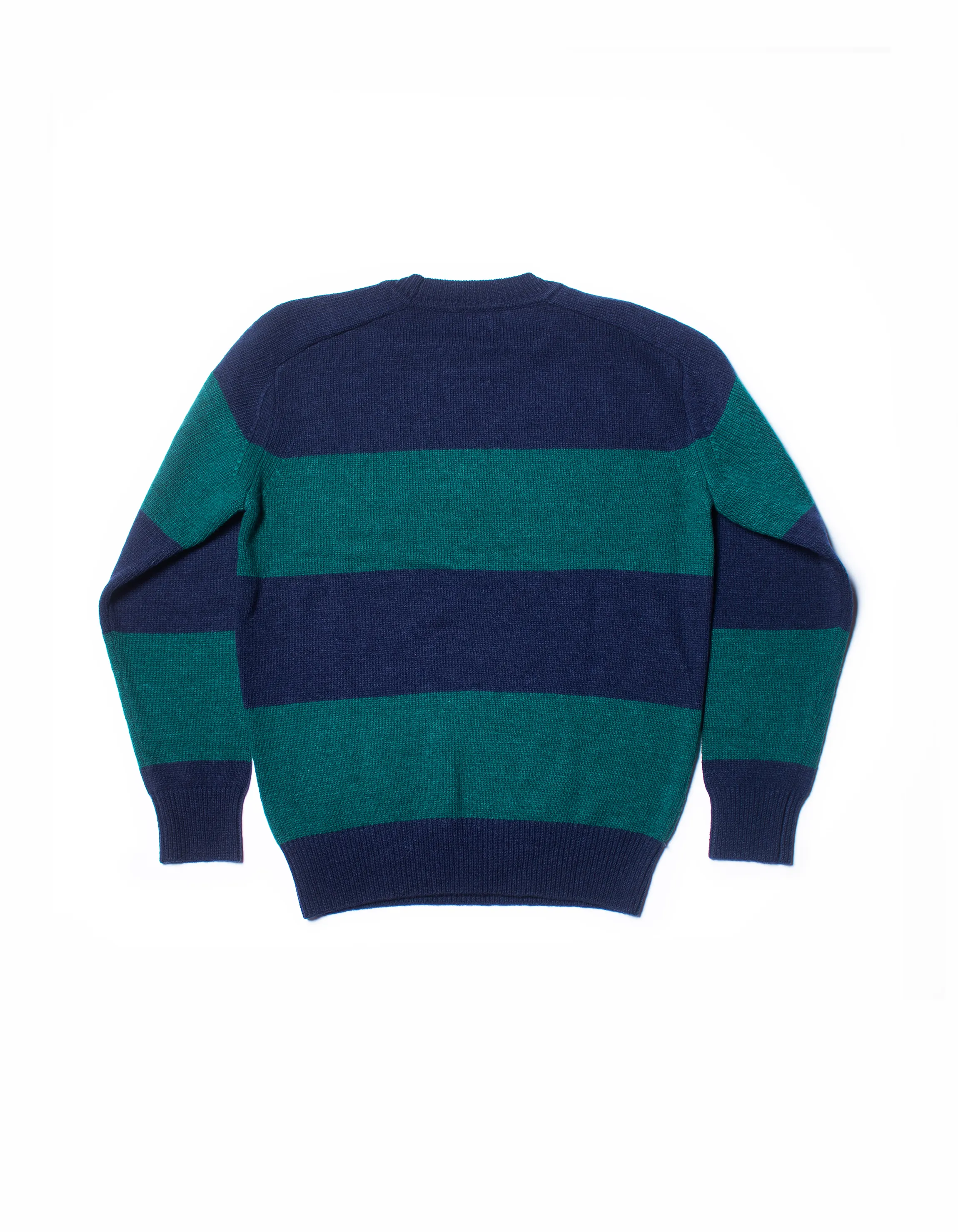 Green & Navy Rugby Stripe Crewneck Wool Sweater - Trim Fit sold by J. Press product image thumbnail 2