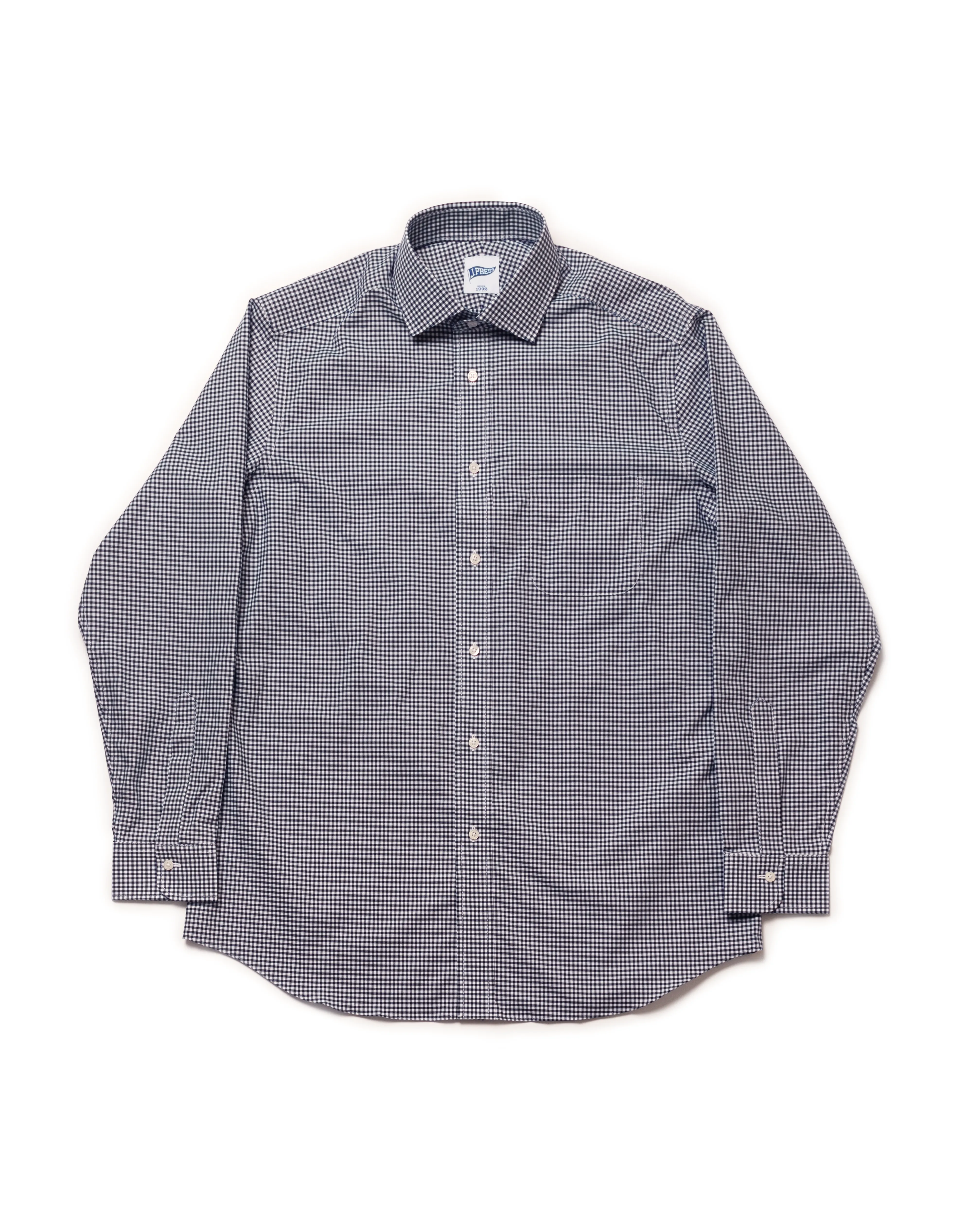 Navy Gingham Spread Collar Dress Shirt - Trim Fit sold by J. Press