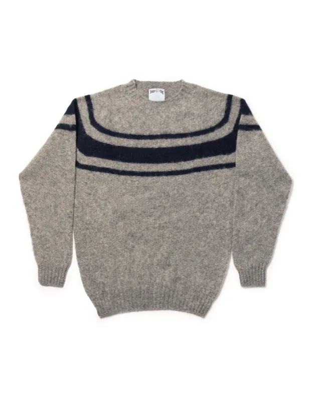 SHAGGY DOG SWEATER GREY CHEST STRIPE - TRIM FIT sold by J. Press