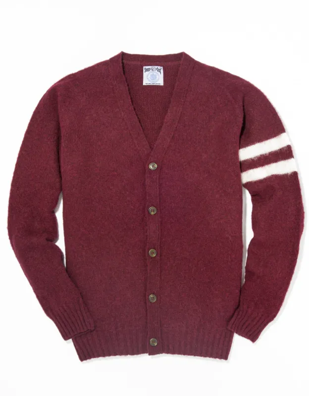 Made-in-Scotland Crimson Shaggy Dog University Cardigan sold by J. Press