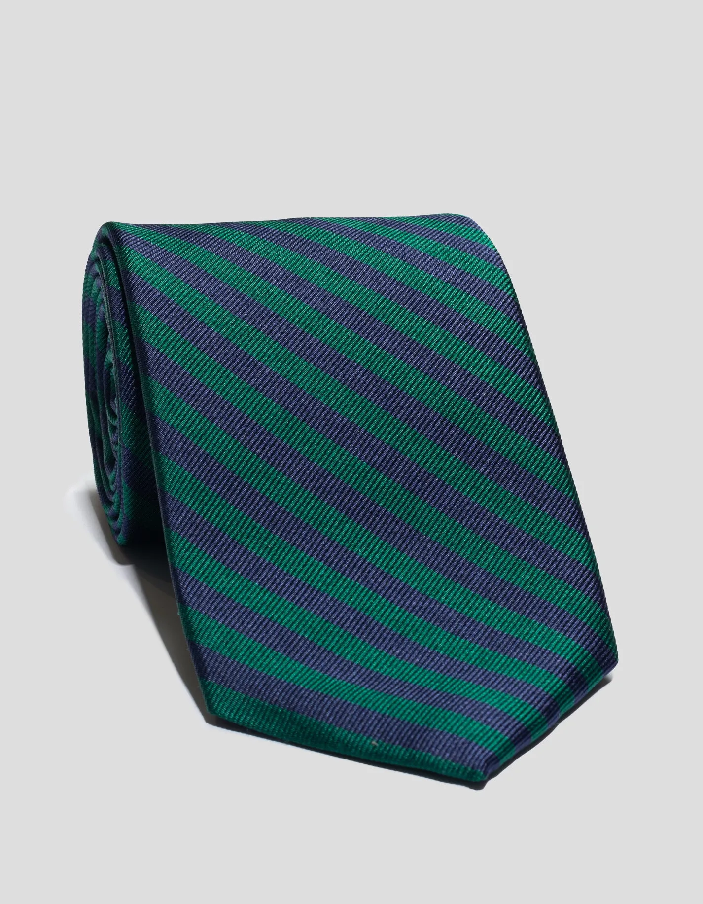 SILK REPP MINI EQUAL STRIPE TIE - NAVY/KELLY sold by J. Press