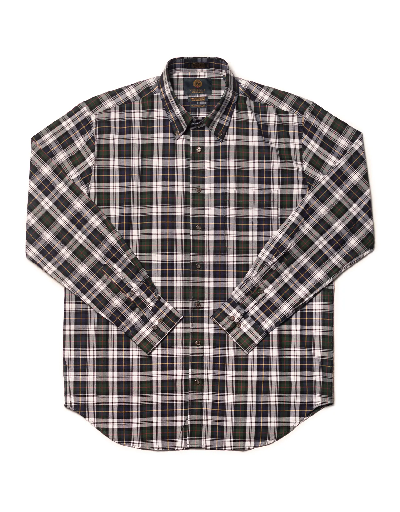 VIYELLA - GREEN/NAVY/ WHITE WITH YELLOW RED PANE sold by J. Press