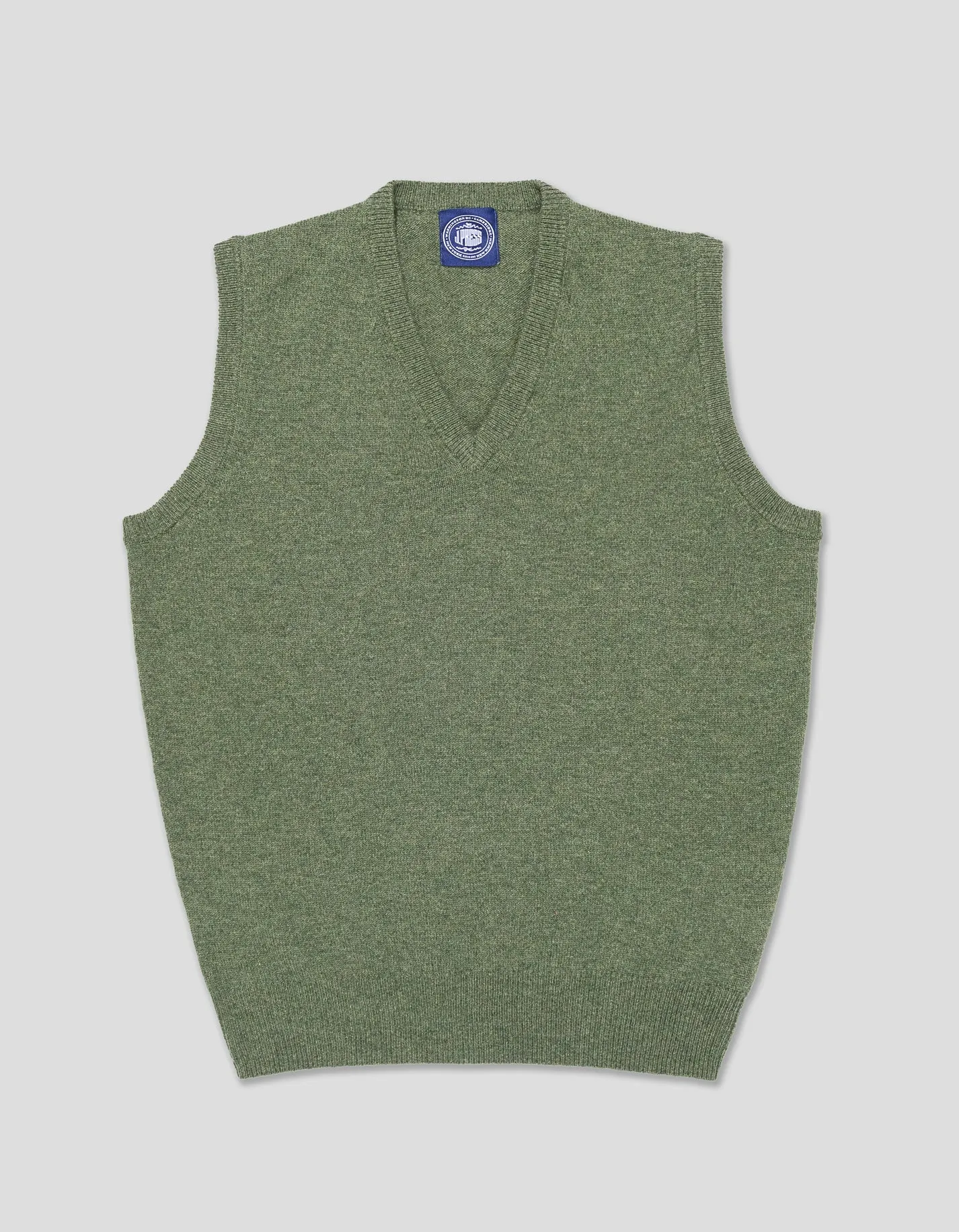 LAMBSWOOL V NECK VEST - GREYISH GREEN sold by J. Press