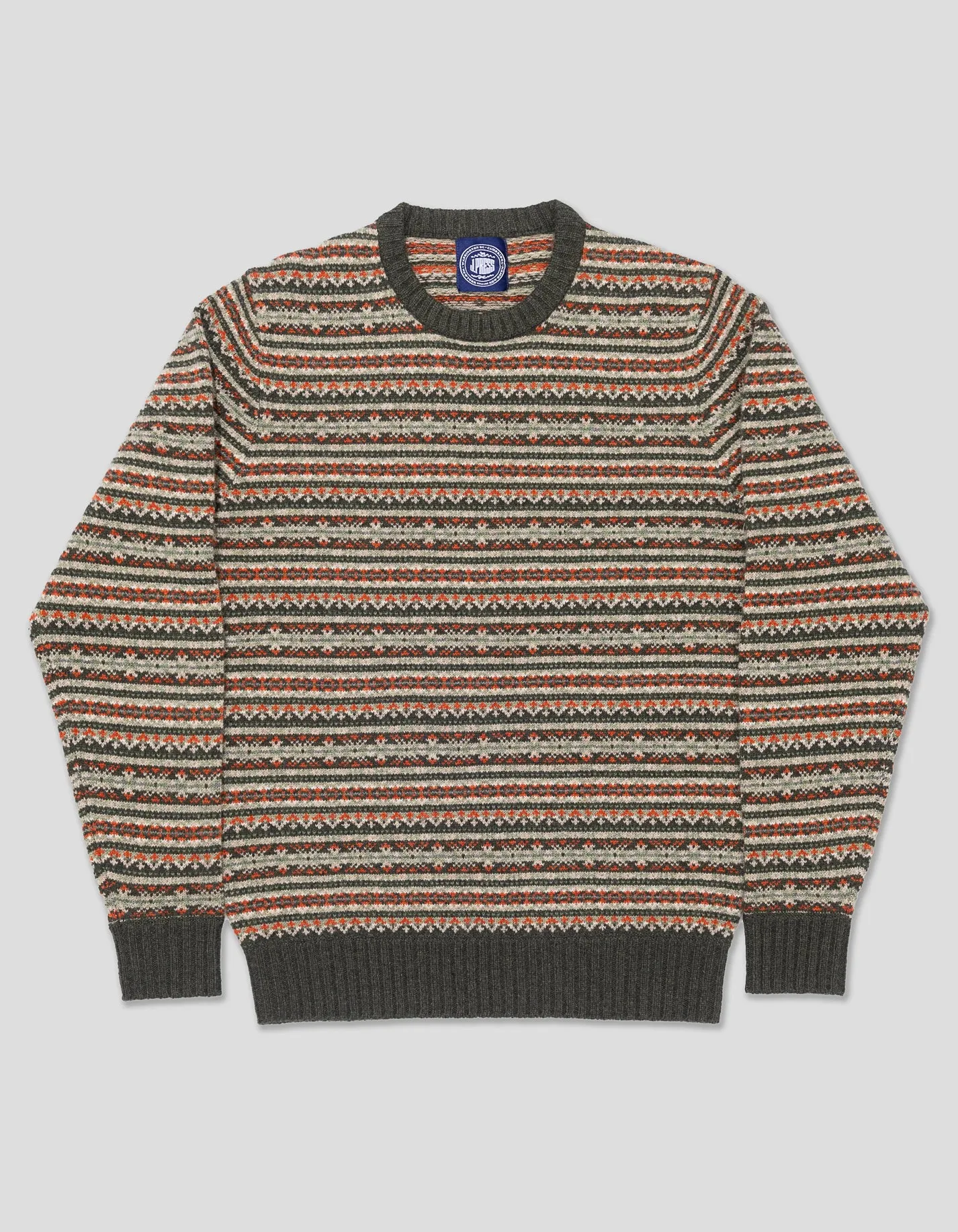LAMBSWOOL FAIR ISLE CREW NECK SWEATER - OLIVE sold by J. Press