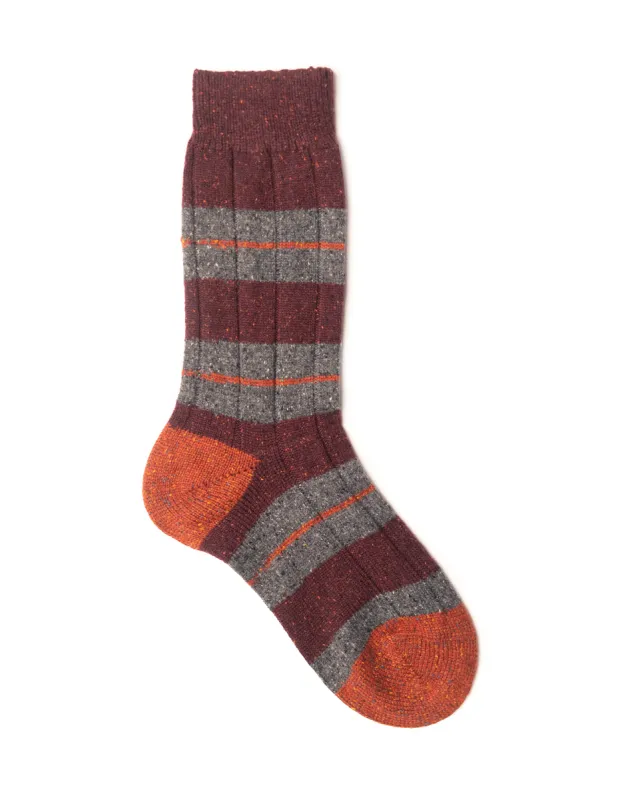 FLECK BLOCK STRIPE WOOL MID CALF - MAROON sold by J. Press