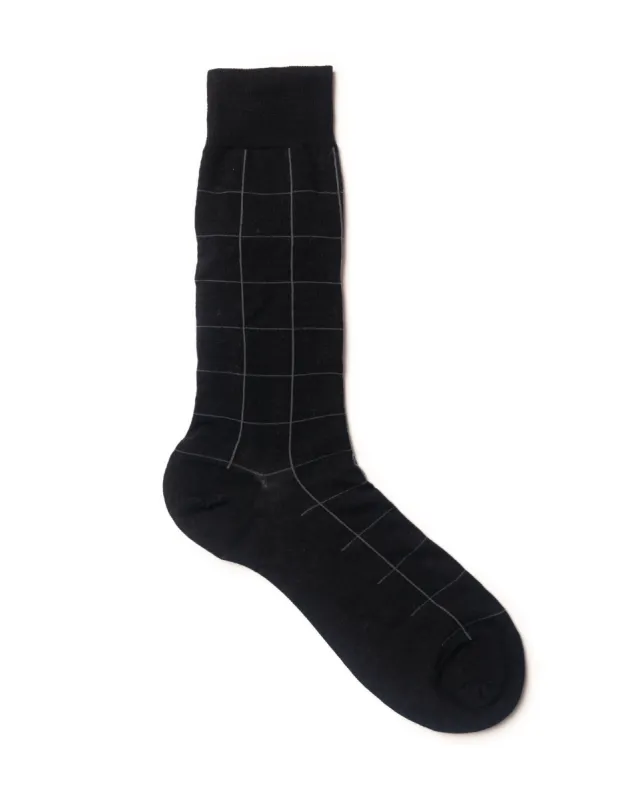 LARGE SCALE WINDOWPANE WOOL MID CALF - BLACK sold by J. Press
