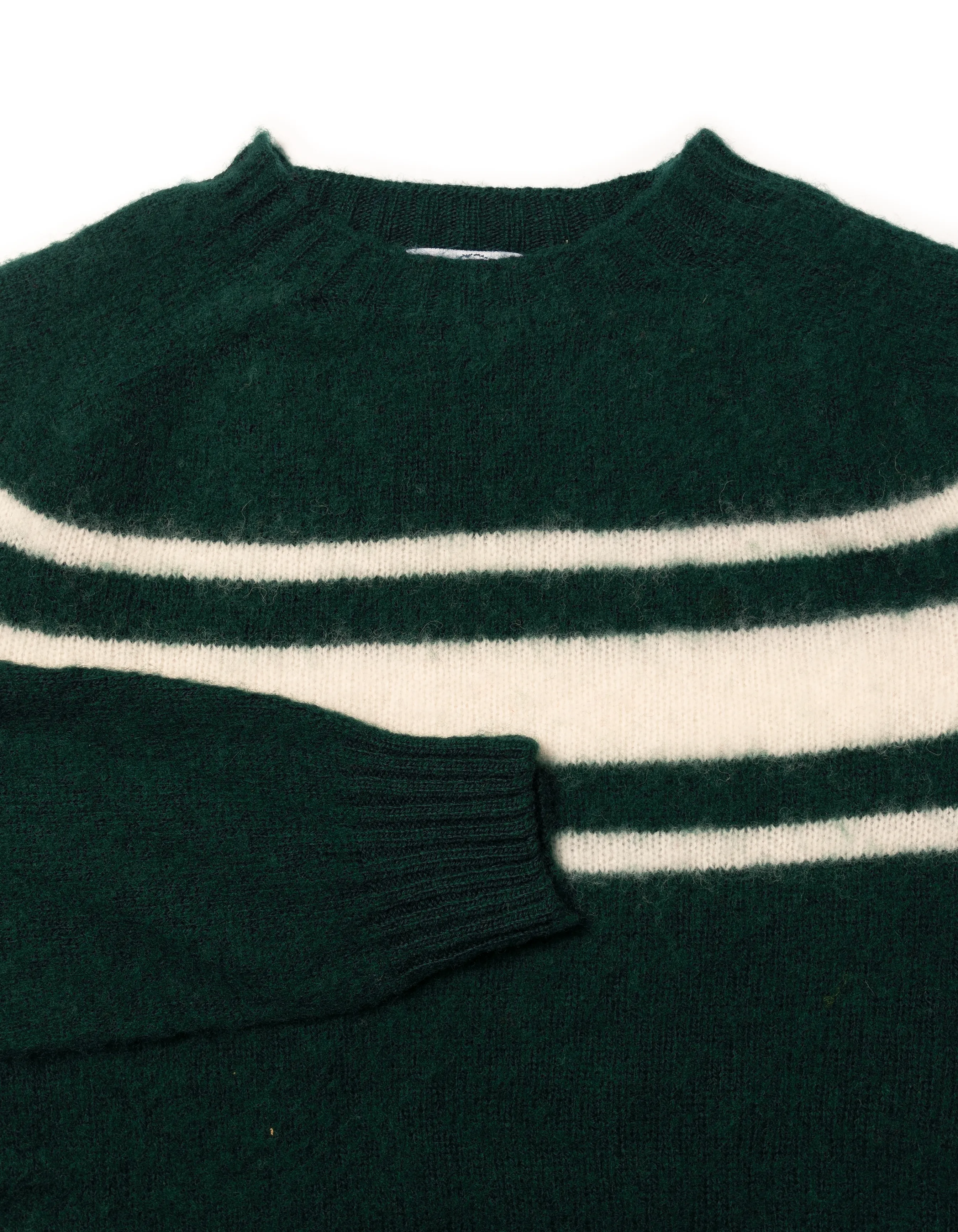 Made-in-Scotland Green Chest Stripe Shaggy Dog Sweater - Trim Fit sold by J. Press product image thumbnail 2
