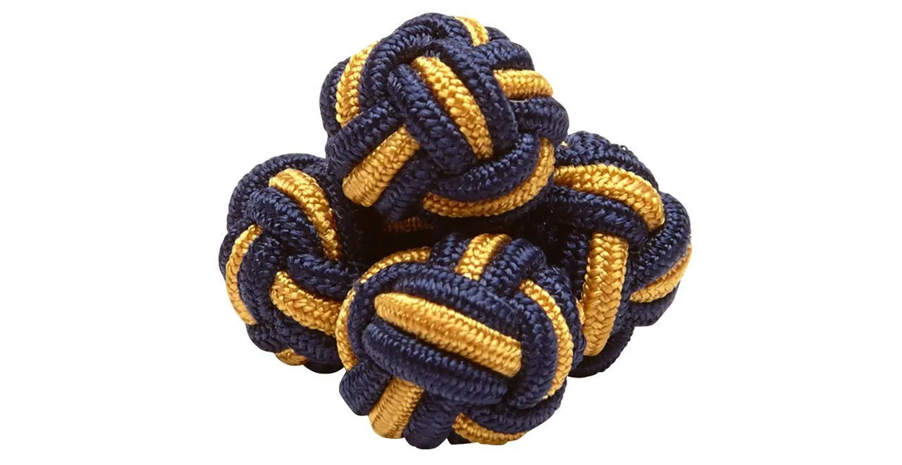 Navy & Gold Monkey's Fist Silk Knot Cufflinks sold by J. Press product image thumbnail 3