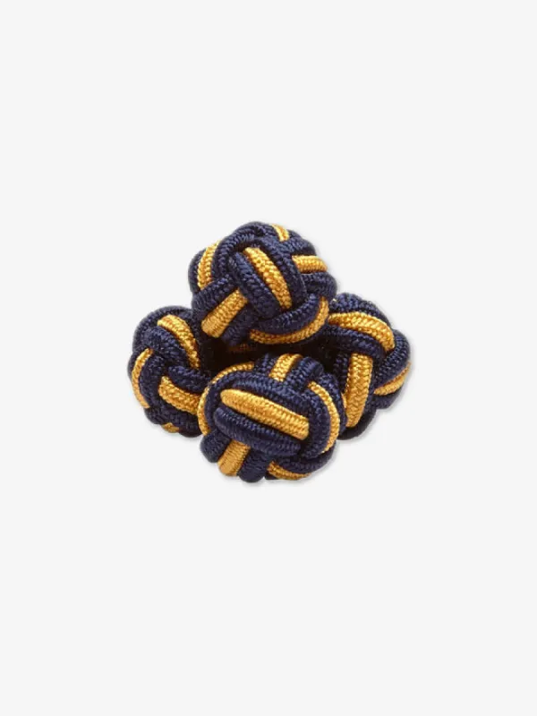 Navy & Gold Monkey's Fist Silk Knot Cufflinks sold by J. Press
