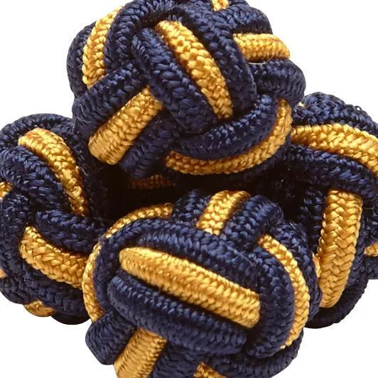 Navy & Gold Monkey's Fist Silk Knot Cufflinks sold by J. Press product image thumbnail 2