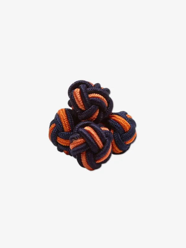 Navy & Orange Monkey's Fist Silk Knot Cufflinks sold by J. Press