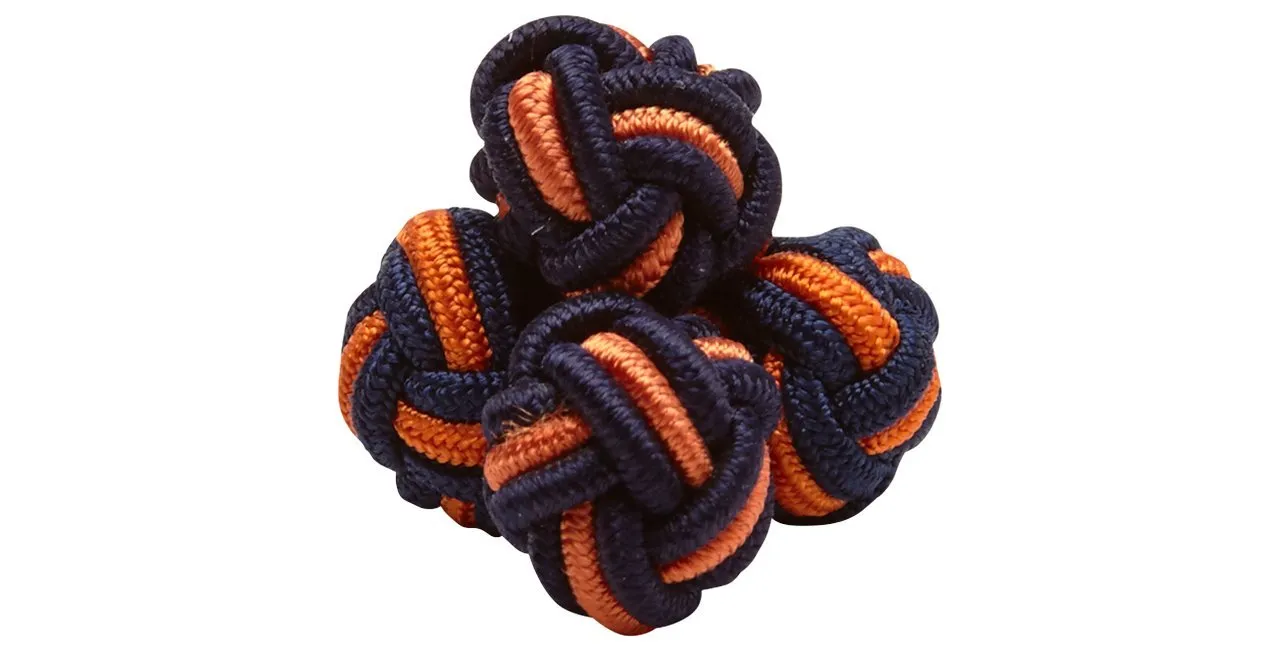 Navy & Orange Monkey's Fist Silk Knot Cufflinks sold by J. Press product image thumbnail 3
