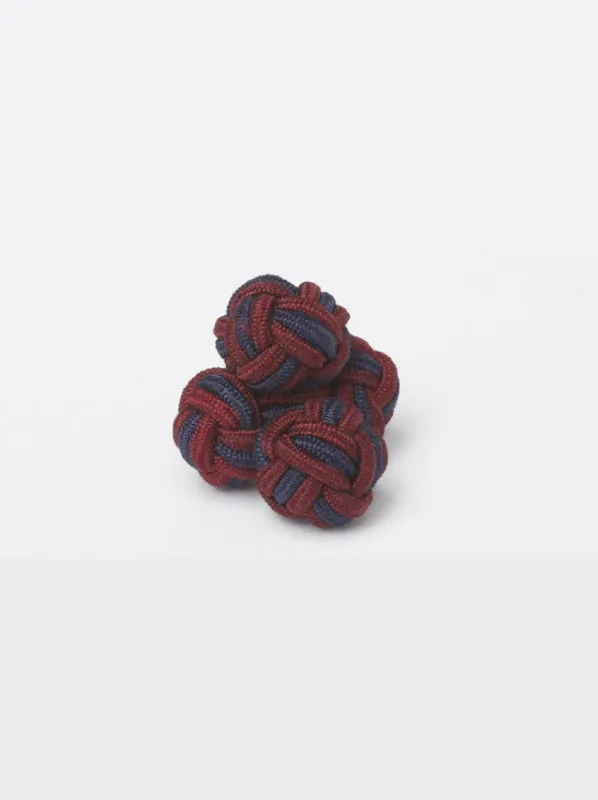 Navy & Burgundy Monkey's Fist Silk Knot Cufflinks sold by J. Press