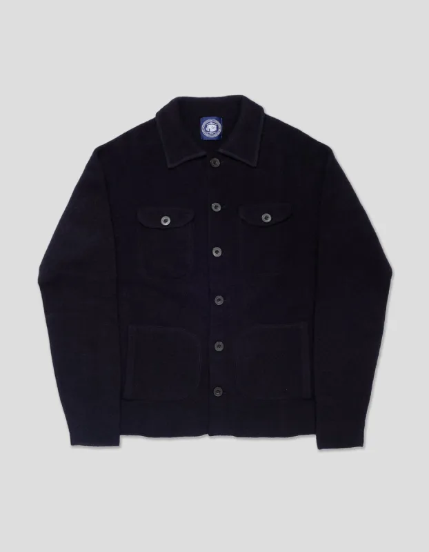 Navy Boiled Wool Knitted Shirt Jacket sold by J. Press