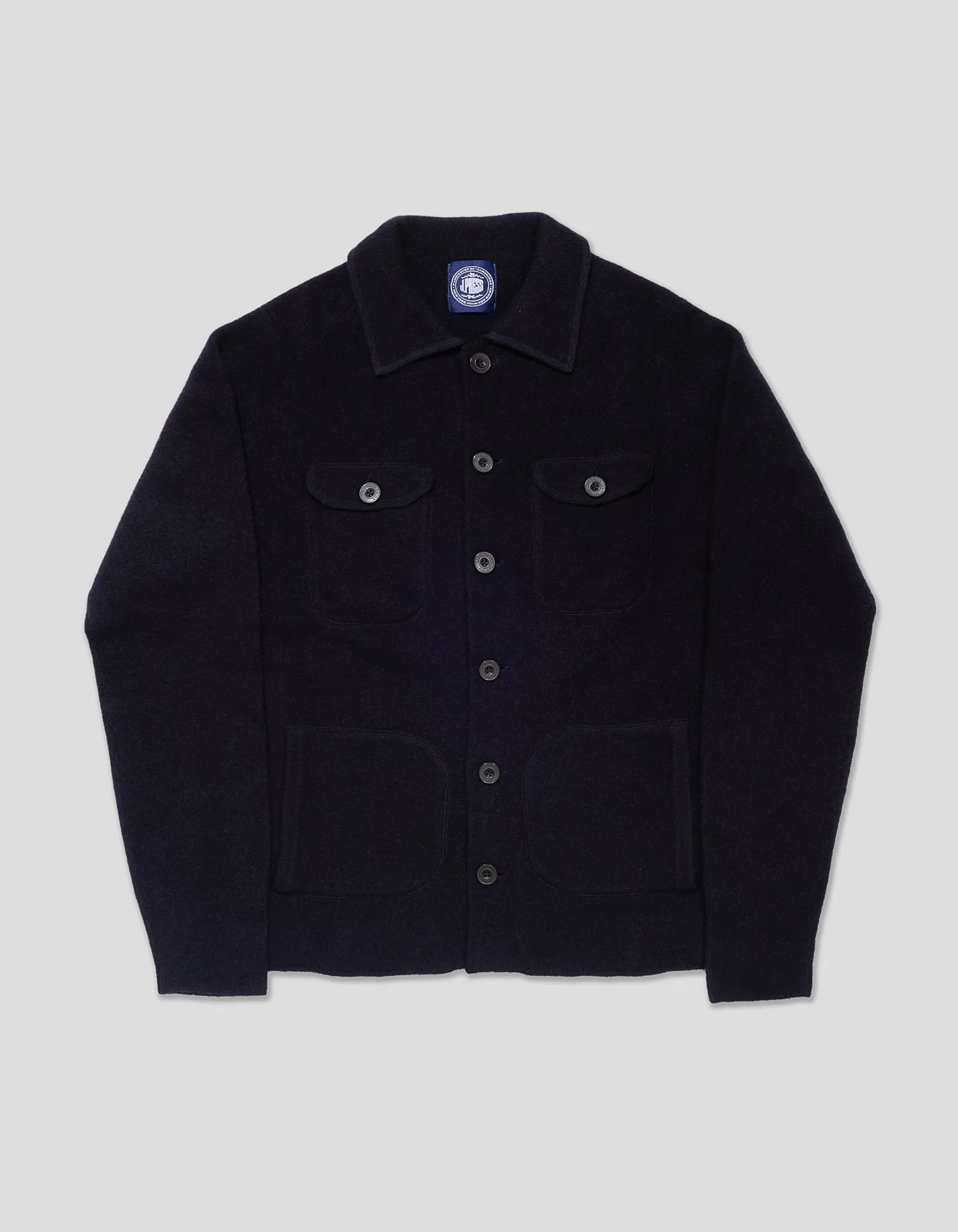 Navy Boiled Wool Knitted Shirt Jacket sold by J. Press