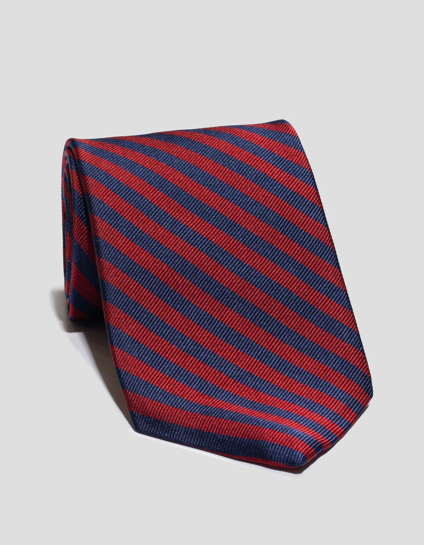 SILK REPP MINI EQUAL STRIPE TIE - NAVY/BURGUNDY sold by J. Press