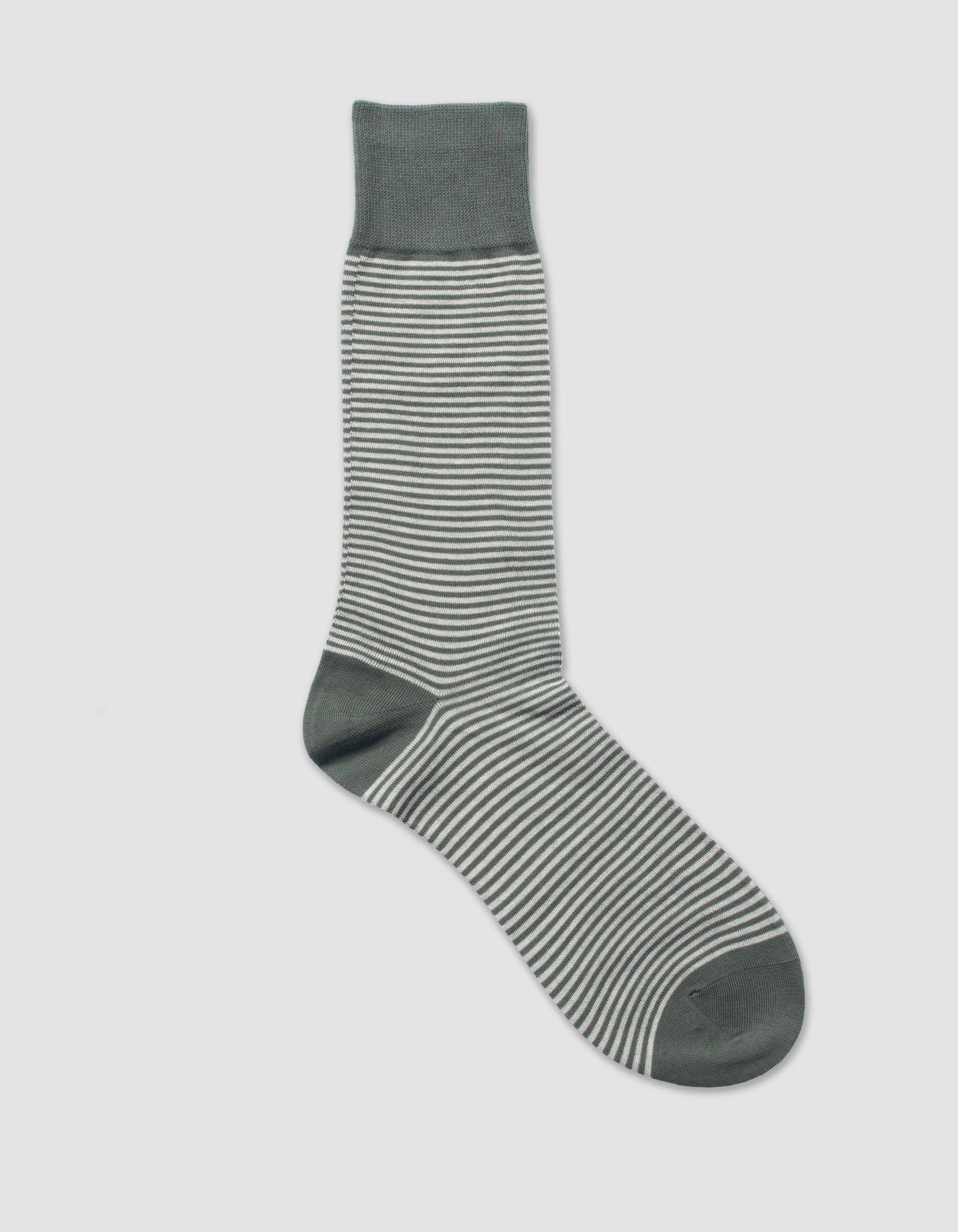STRIPE COTTON MID-CALF SOCKS - OLIVE sold by J. Press